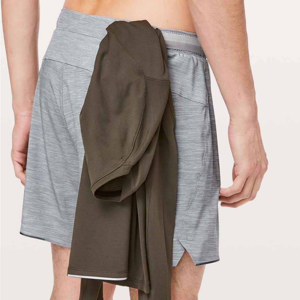 Lululemon Surge Short 6" Heather Allover Sea Salt Light Cast Gray
